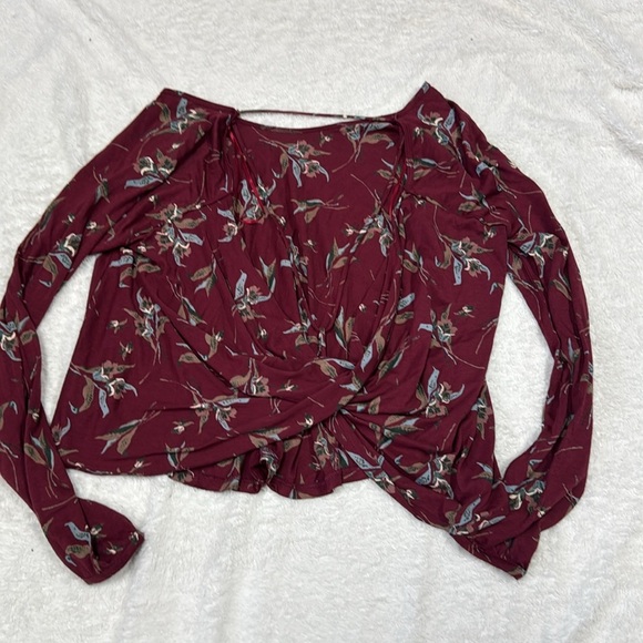 Free People Red Ruched Backless Elsa Fall Open back top NWOT - Picture 2 of 7